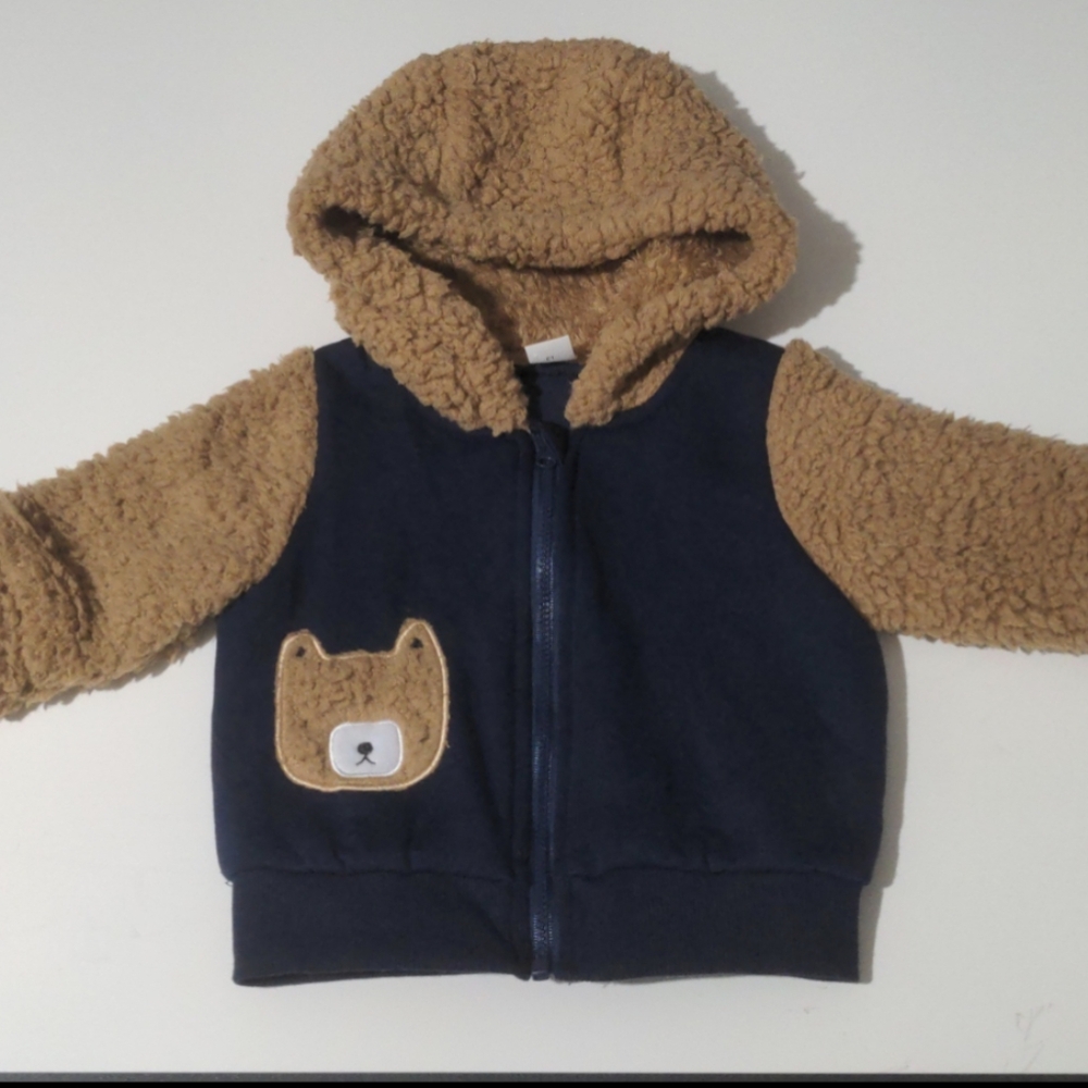 Shein Baby Boy Bear Fuzzy Lightweight Jacket. Size 3-6 Months.
